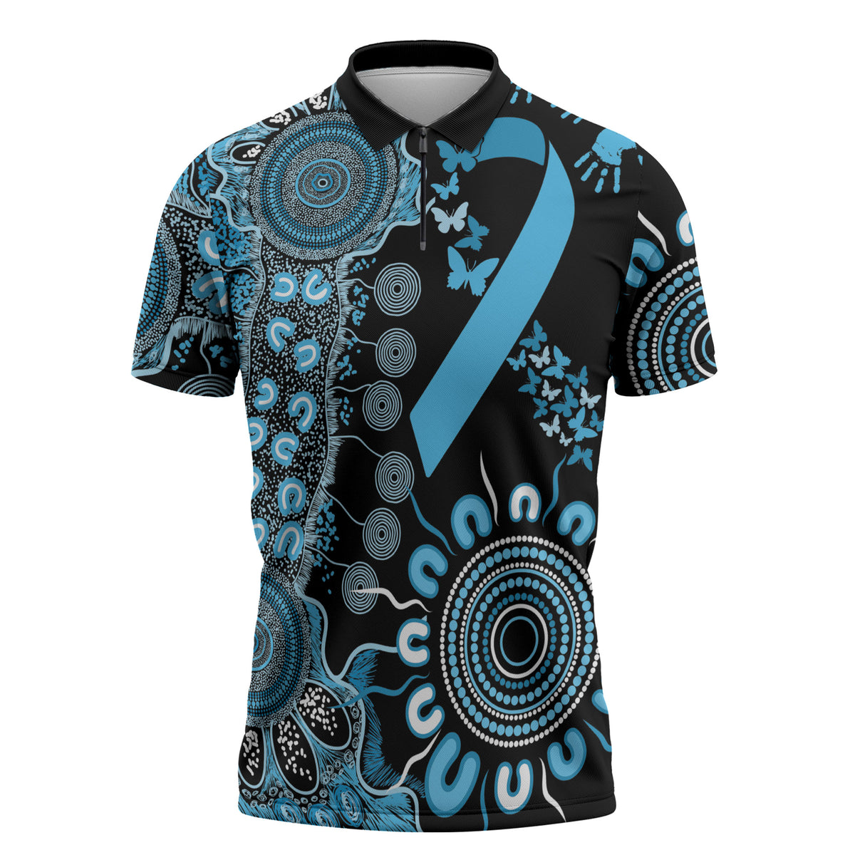 Australia Prostate Cancer Support Personalised Zipper Polo Shirt Aboriginal Ribbon Dot Painting