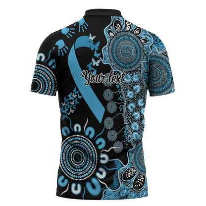 Australia Prostate Cancer Support Personalised Zipper Polo Shirt Aboriginal Ribbon Dot Painting