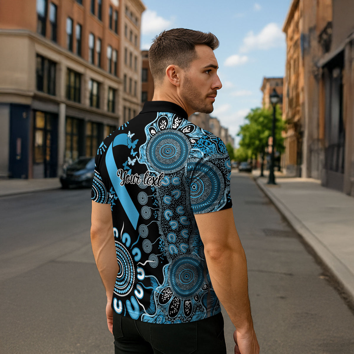 Australia Prostate Cancer Support Personalised Zipper Polo Shirt Aboriginal Ribbon Dot Painting