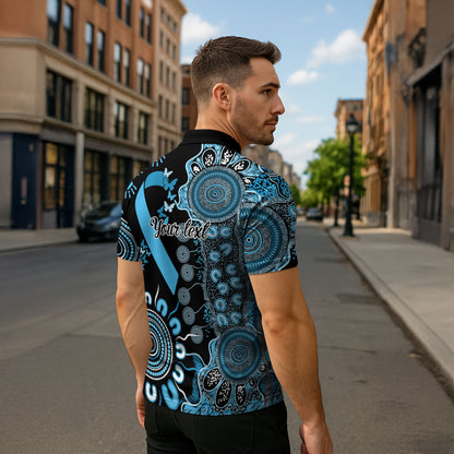 Australia Prostate Cancer Support Personalised Zipper Polo Shirt Aboriginal Ribbon Dot Painting