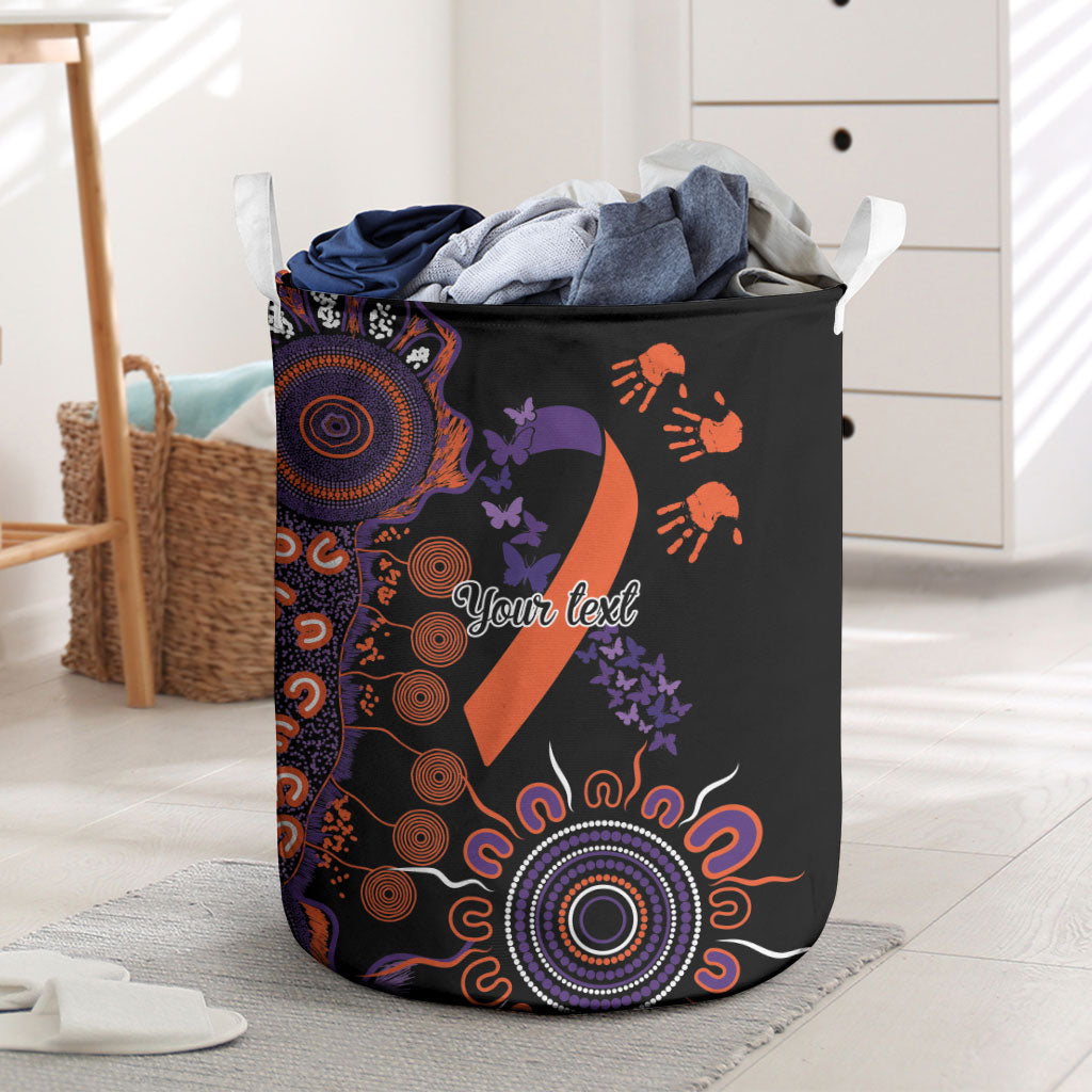 Australia Psoriasis Support Personalised Laundry Basket Aboriginal Ribbon Dot Painting