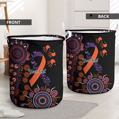 Australia Psoriasis Support Personalised Laundry Basket Aboriginal Ribbon Dot Painting