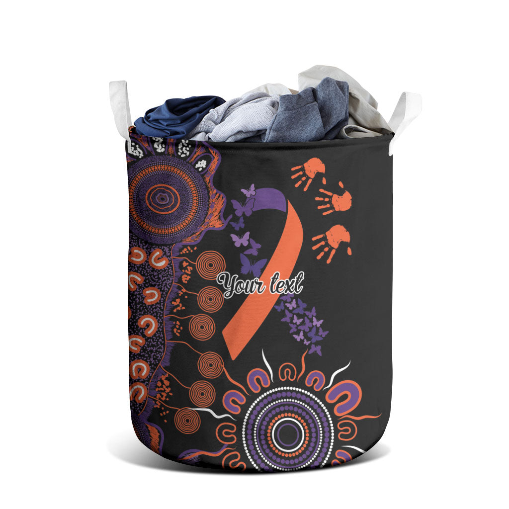 Australia Psoriasis Support Personalised Laundry Basket Aboriginal Ribbon Dot Painting