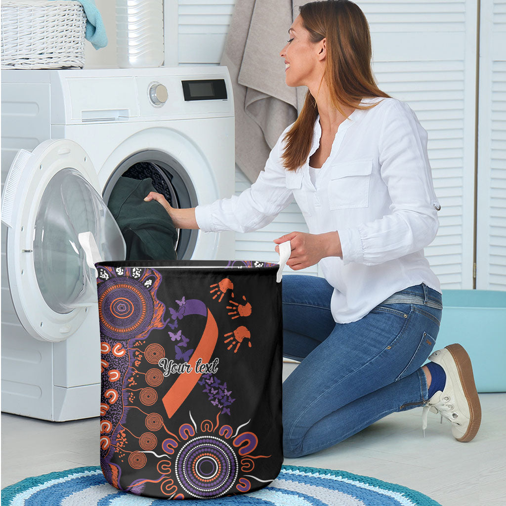 Australia Psoriasis Support Personalised Laundry Basket Aboriginal Ribbon Dot Painting