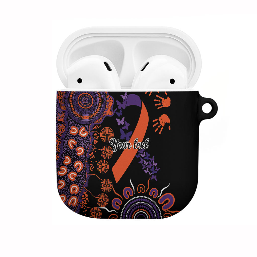 Australia Psoriasis Support Personalised AirPods Case Aboriginal Ribbon Dot Painting
