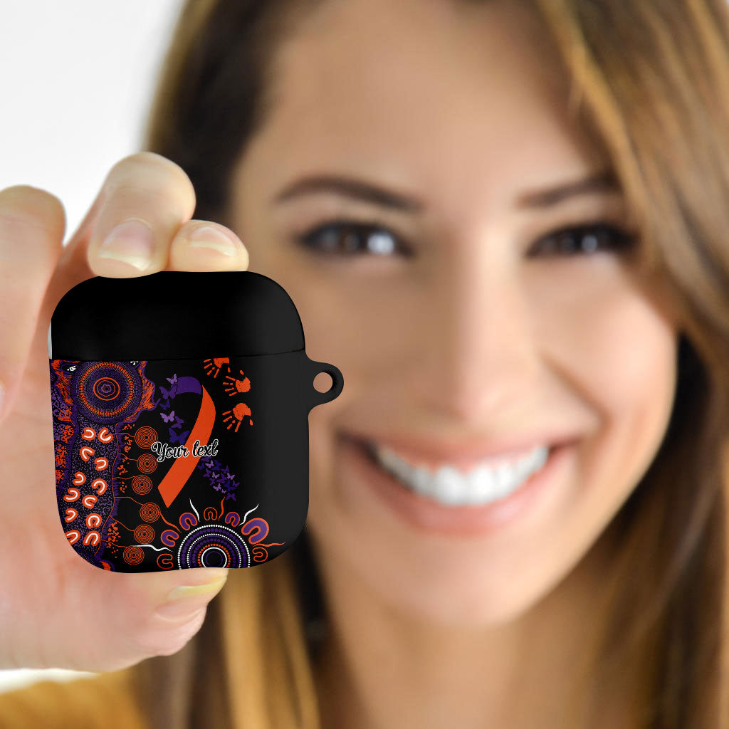 Australia Psoriasis Support Personalised AirPods Case Aboriginal Ribbon Dot Painting