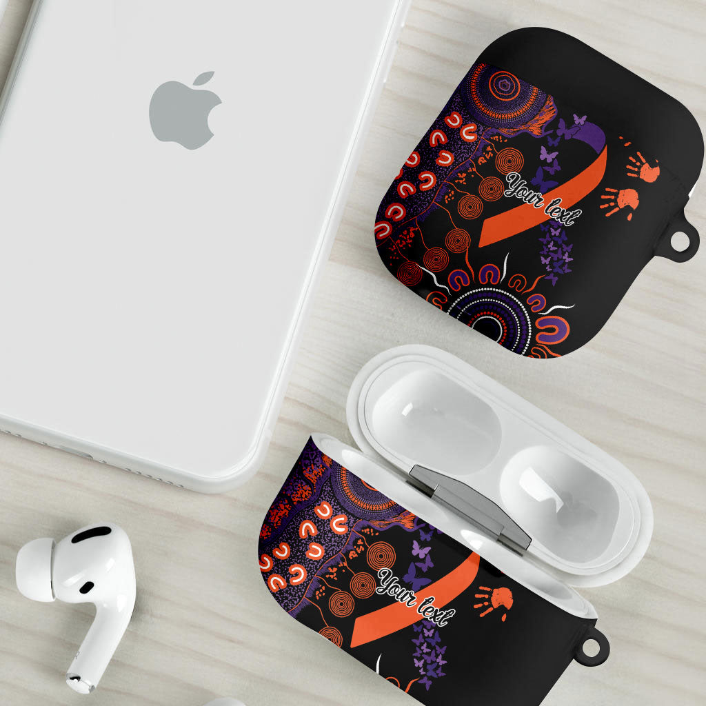 Australia Psoriasis Support Personalised AirPods Case Aboriginal Ribbon Dot Painting