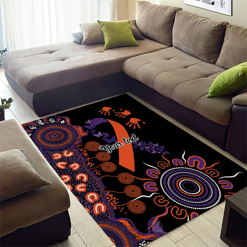 Australia Psoriasis Support Personalised Area Rug Aboriginal Ribbon Dot Painting