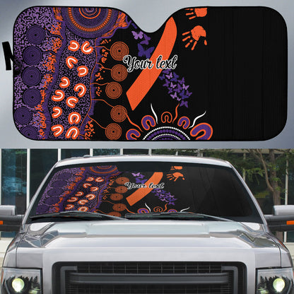 Australia Psoriasis Support Personalised Auto Sun Shade Aboriginal Ribbon Dot Painting