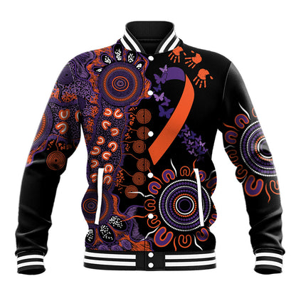 Australia Psoriasis Support Personalised Baseball Jacket Aboriginal Ribbon Dot Painting