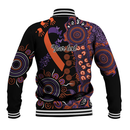 Australia Psoriasis Support Personalised Baseball Jacket Aboriginal Ribbon Dot Painting