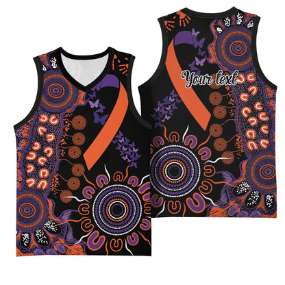 Australia Psoriasis Support Personalised Basketball Jersey Aboriginal Ribbon Dot Painting