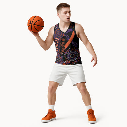 Australia Psoriasis Support Personalised Basketball Jersey Aboriginal Ribbon Dot Painting