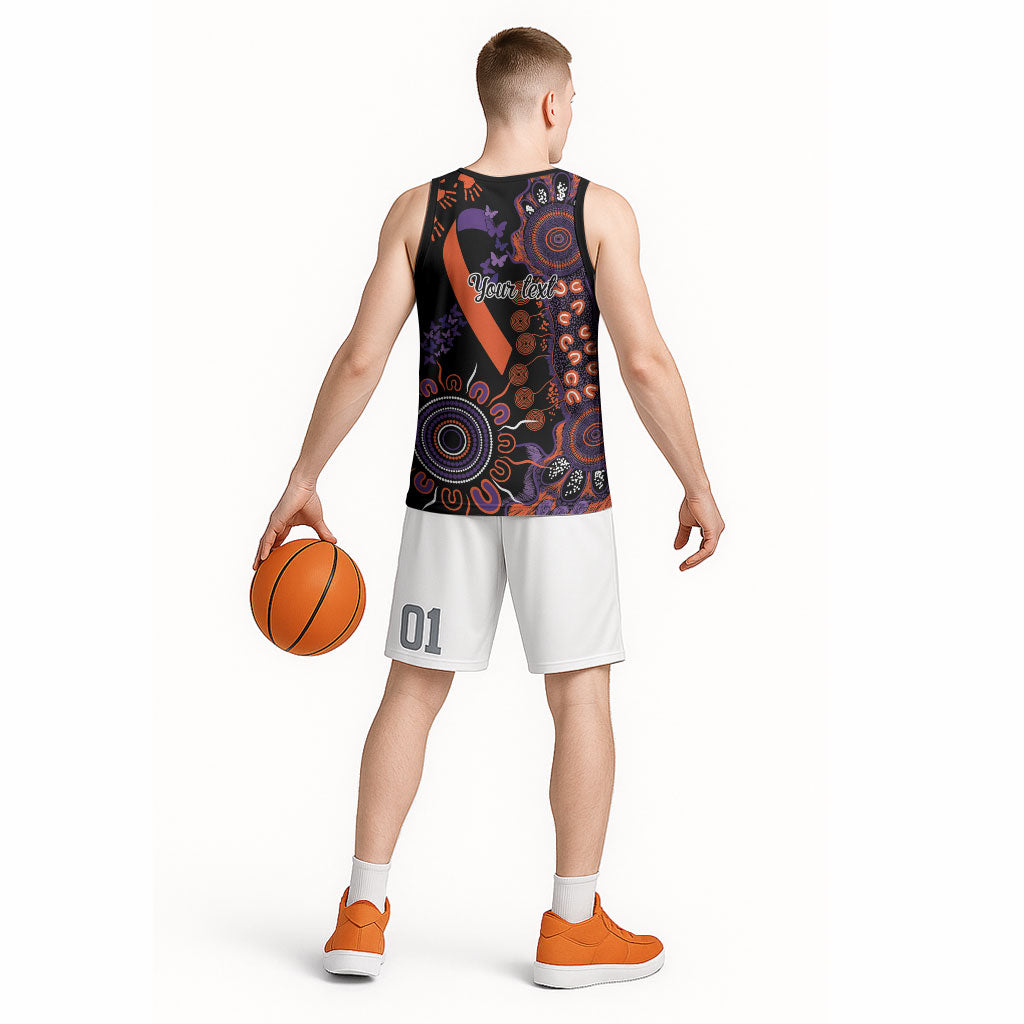 Australia Psoriasis Support Personalised Basketball Jersey Aboriginal Ribbon Dot Painting