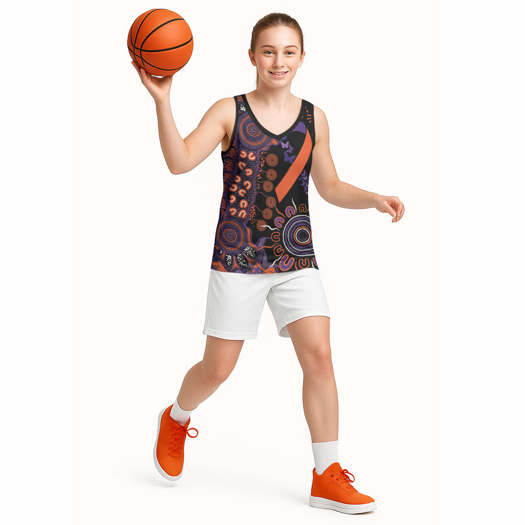 Australia Psoriasis Support Personalised Basketball Jersey Aboriginal Ribbon Dot Painting