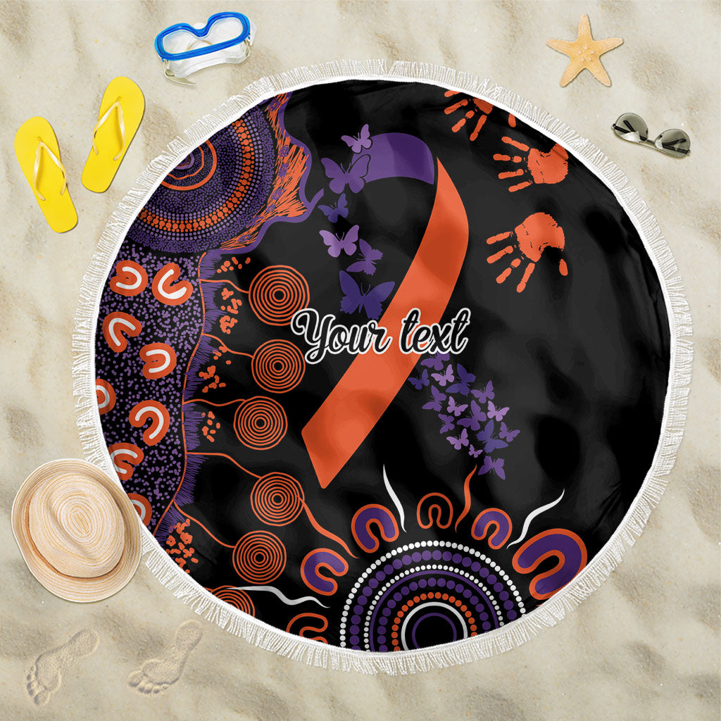 Australia Psoriasis Support Personalised Beach Blanket Aboriginal Ribbon Dot Painting