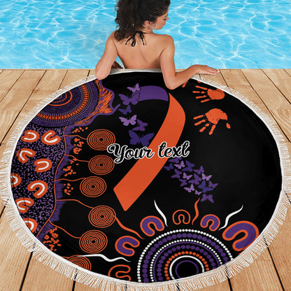 Australia Psoriasis Support Personalised Beach Blanket Aboriginal Ribbon Dot Painting