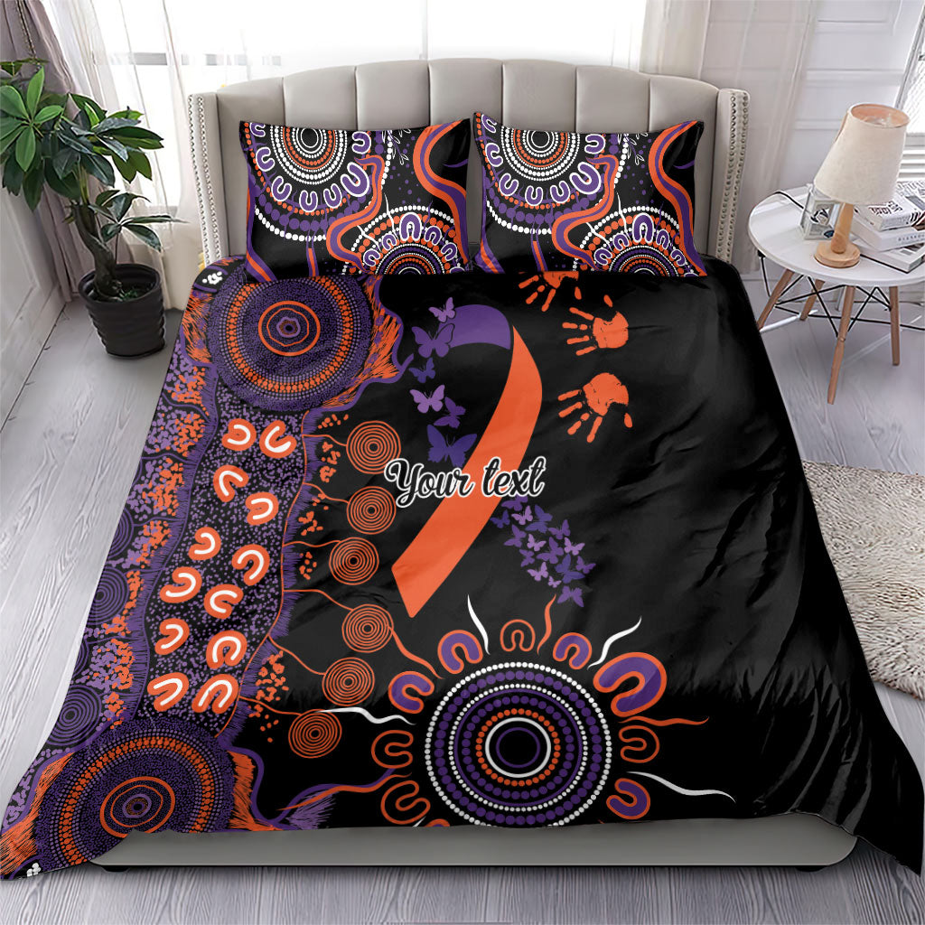 Australia Psoriasis Support Personalised Bedding Set Aboriginal Ribbon Dot Painting