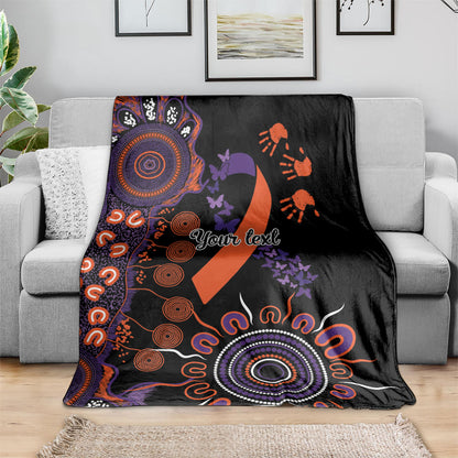 Australia Psoriasis Support Personalised Blanket Aboriginal Ribbon Dot Painting