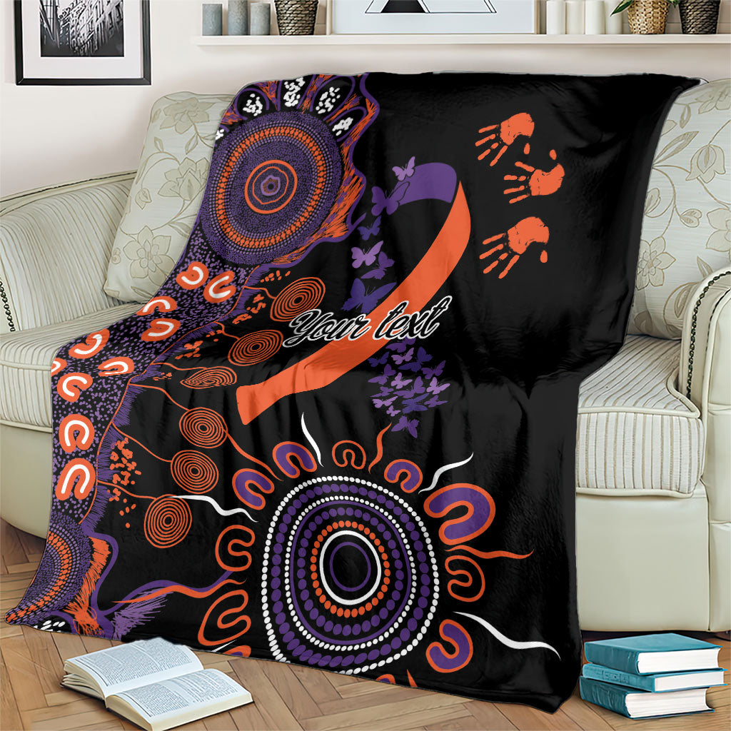 Australia Psoriasis Support Personalised Blanket Aboriginal Ribbon Dot Painting