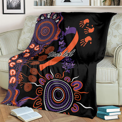Australia Psoriasis Support Personalised Blanket Aboriginal Ribbon Dot Painting