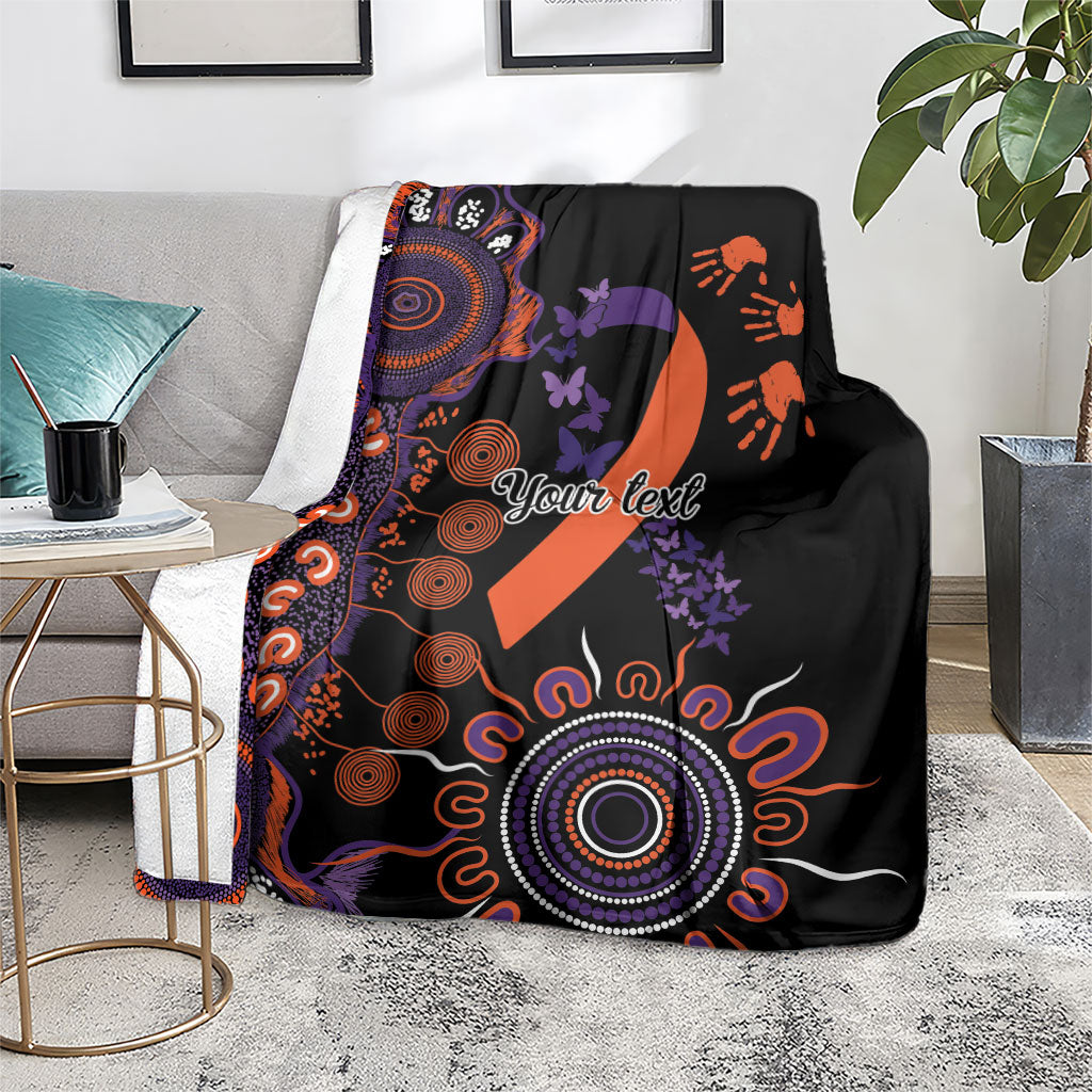 Australia Psoriasis Support Personalised Blanket Aboriginal Ribbon Dot Painting