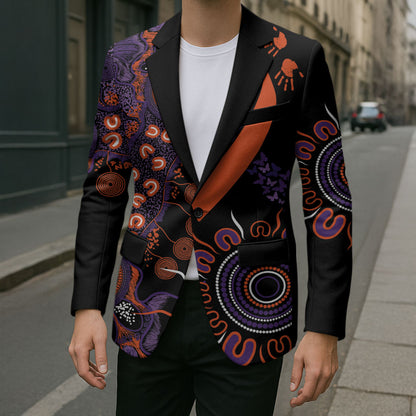 Australia Psoriasis Support Personalised Blazer Aboriginal Ribbon Dot Painting