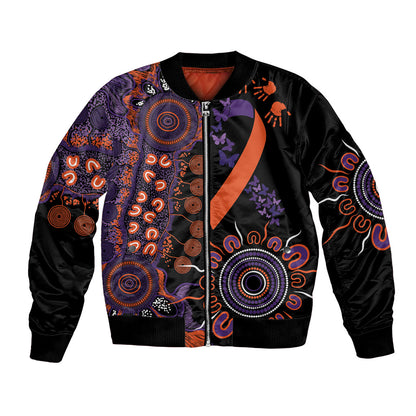 Australia Psoriasis Support Personalised Bomber Jacket Aboriginal Ribbon Dot Painting