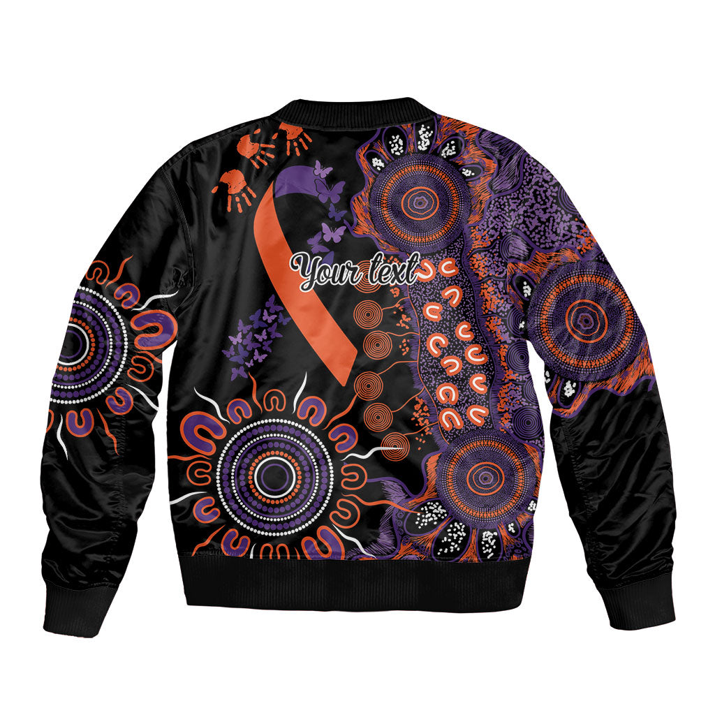 Australia Psoriasis Support Personalised Bomber Jacket Aboriginal Ribbon Dot Painting