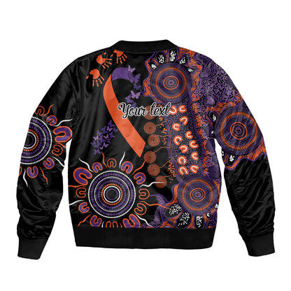 Australia Psoriasis Support Personalised Bomber Jacket Aboriginal Ribbon Dot Painting