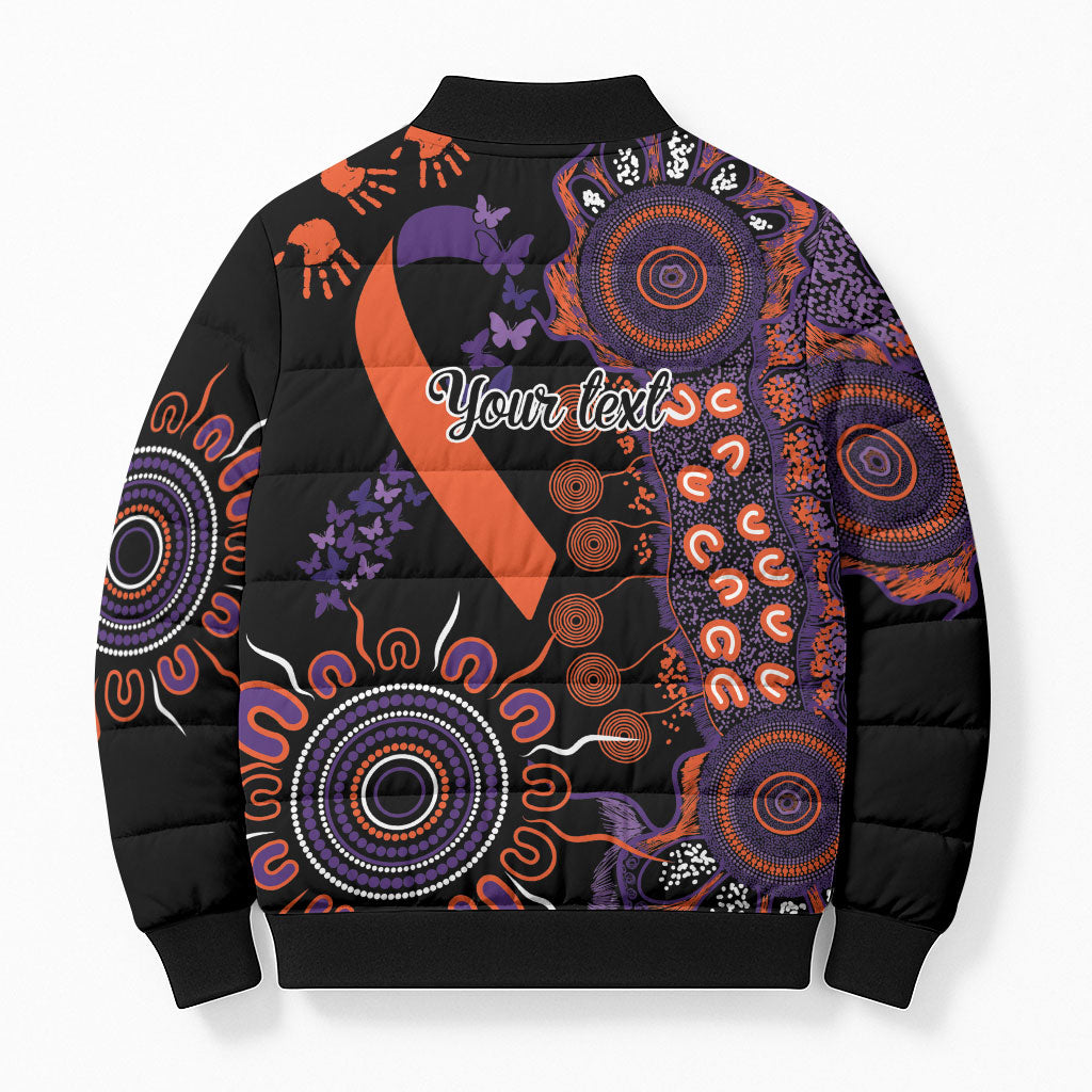 Australia Psoriasis Support Personalised Bomber Puffer Jacket Aboriginal Ribbon Dot Painting
