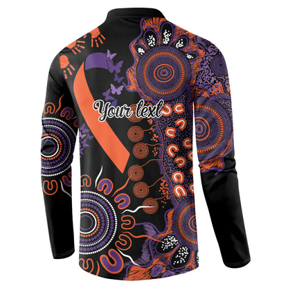 Australia Psoriasis Support Personalised Button Sweatshirt Aboriginal Ribbon Dot Painting