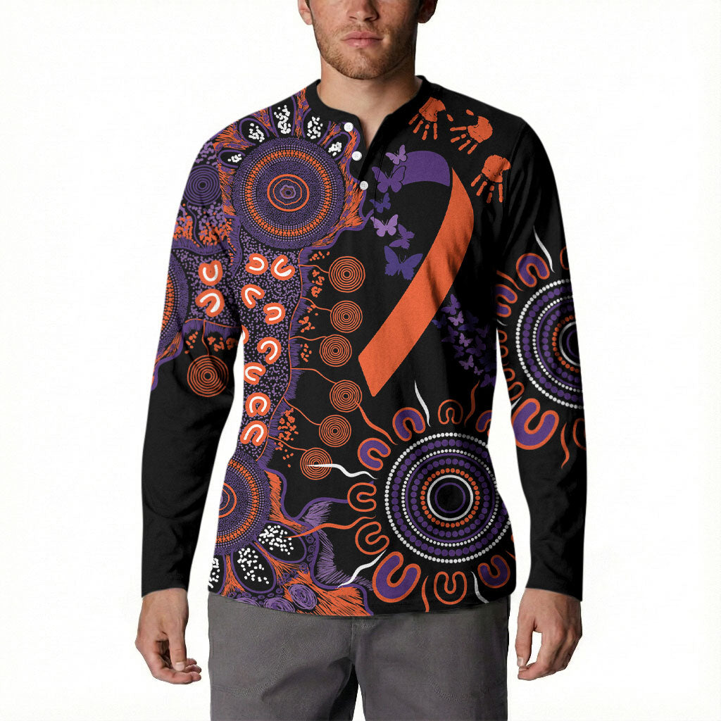 Australia Psoriasis Support Personalised Button Sweatshirt Aboriginal Ribbon Dot Painting