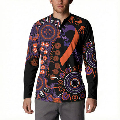 Australia Psoriasis Support Personalised Button Sweatshirt Aboriginal Ribbon Dot Painting