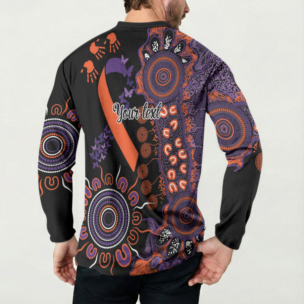 Australia Psoriasis Support Personalised Button Sweatshirt Aboriginal Ribbon Dot Painting