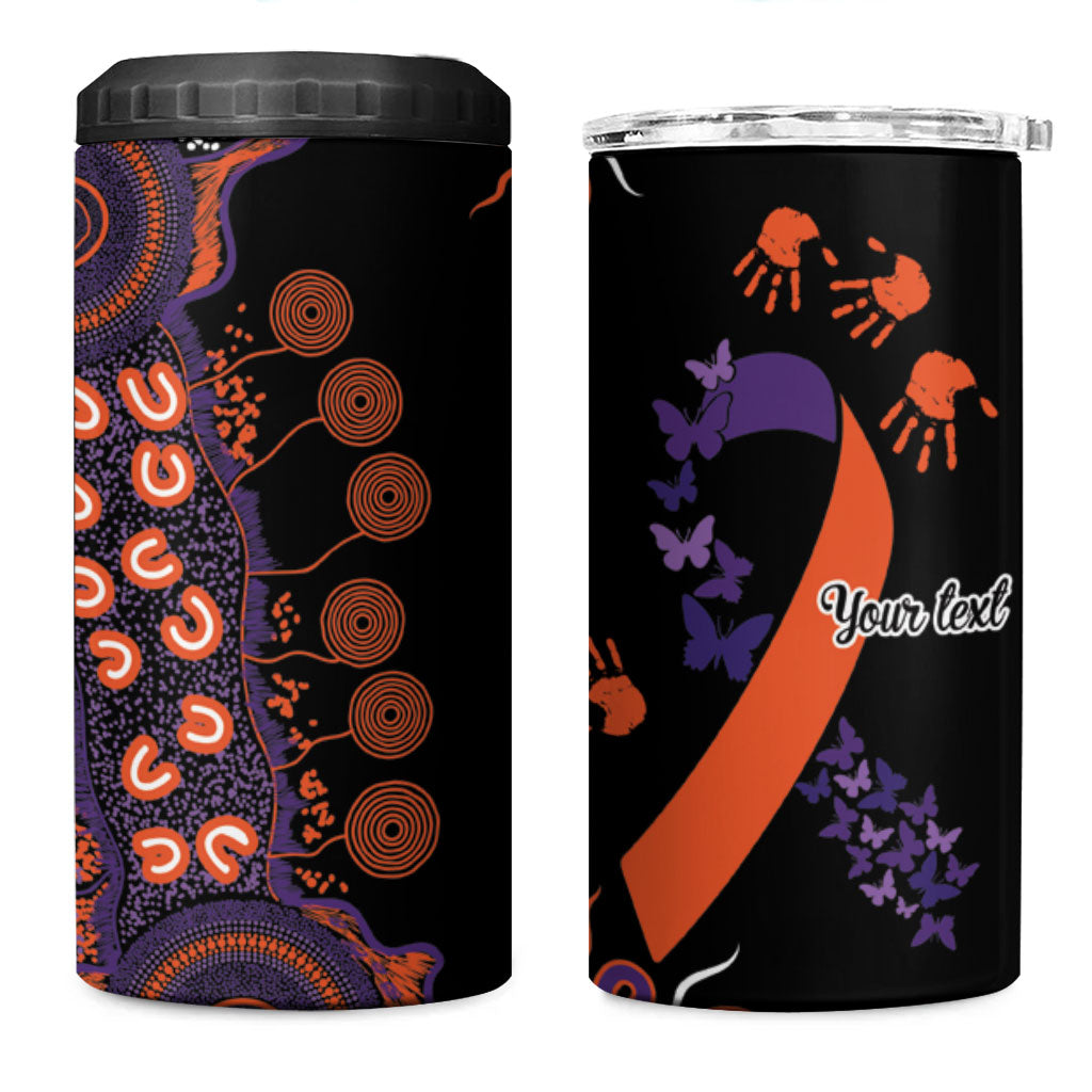 Australia Psoriasis Support Personalised 4 in 1 Can Cooler Tumbler Aboriginal Ribbon Dot Painting