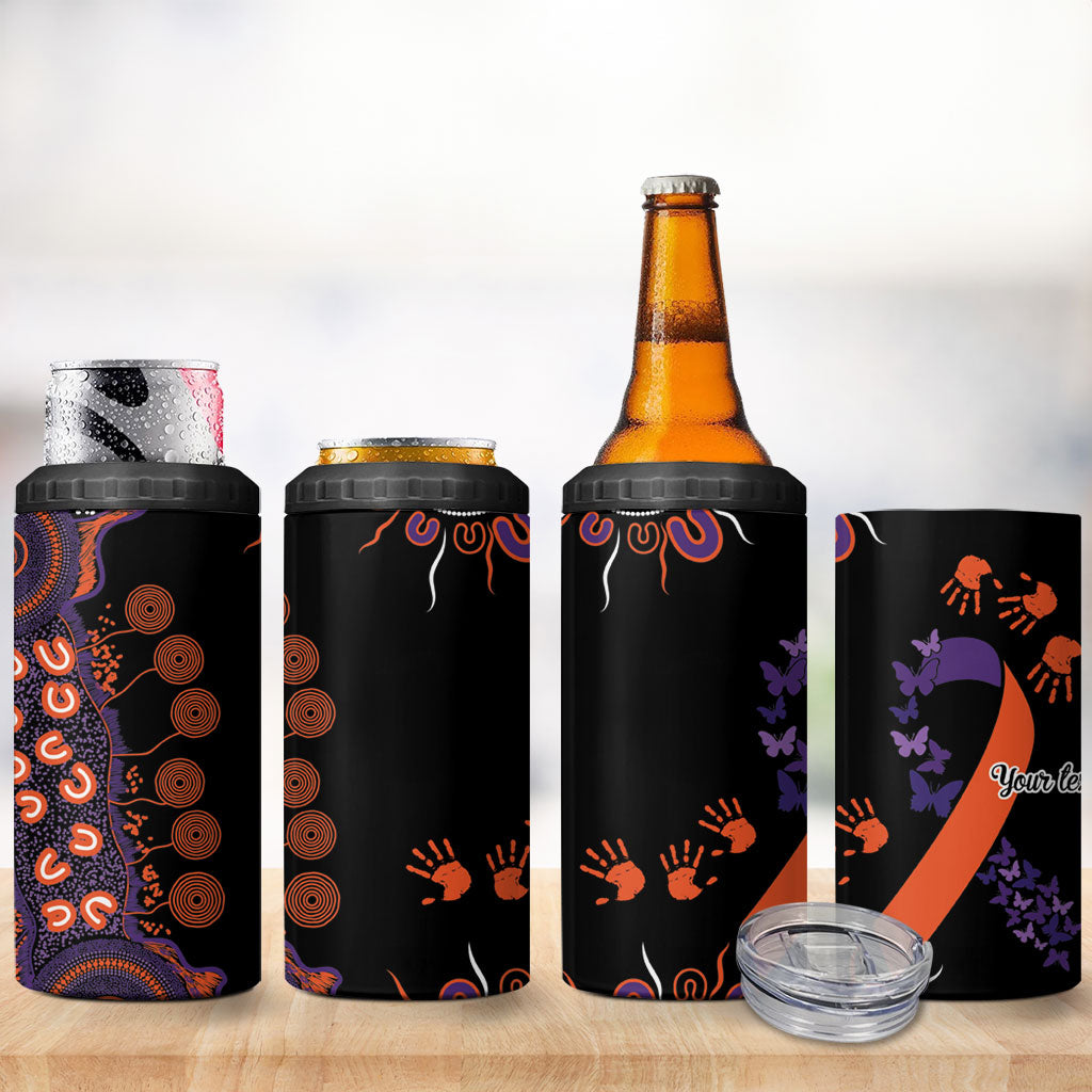 Australia Psoriasis Support Personalised 4 in 1 Can Cooler Tumbler Aboriginal Ribbon Dot Painting