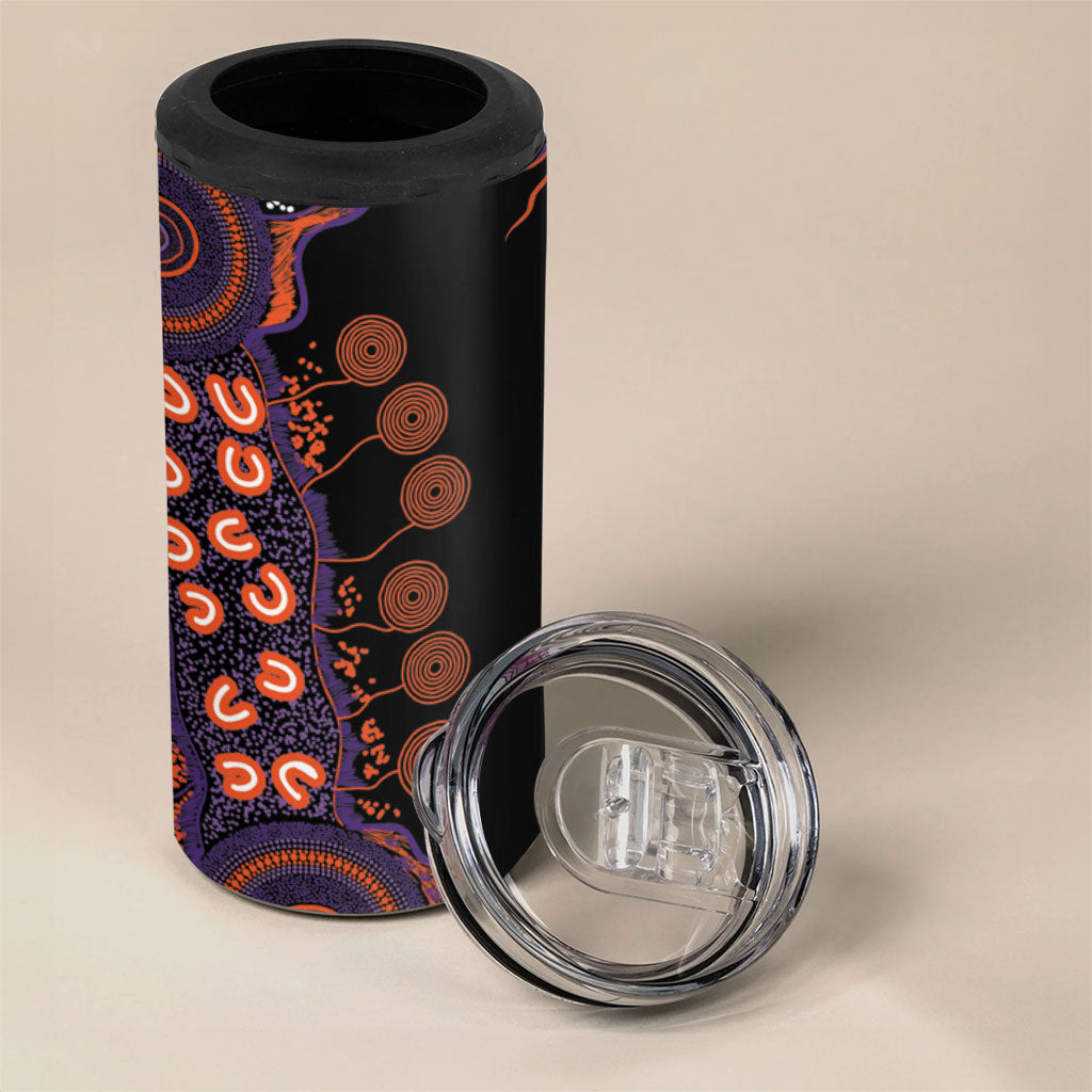 Australia Psoriasis Support Personalised 4 in 1 Can Cooler Tumbler Aboriginal Ribbon Dot Painting