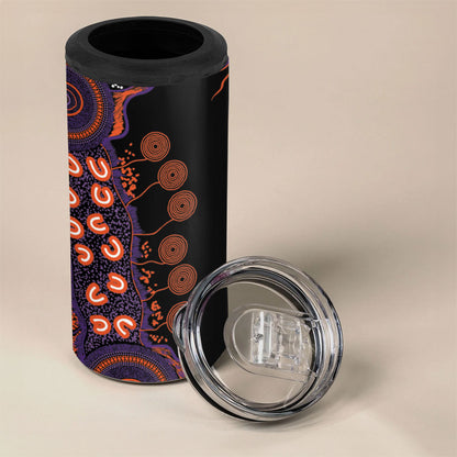 Australia Psoriasis Support Personalised 4 in 1 Can Cooler Tumbler Aboriginal Ribbon Dot Painting