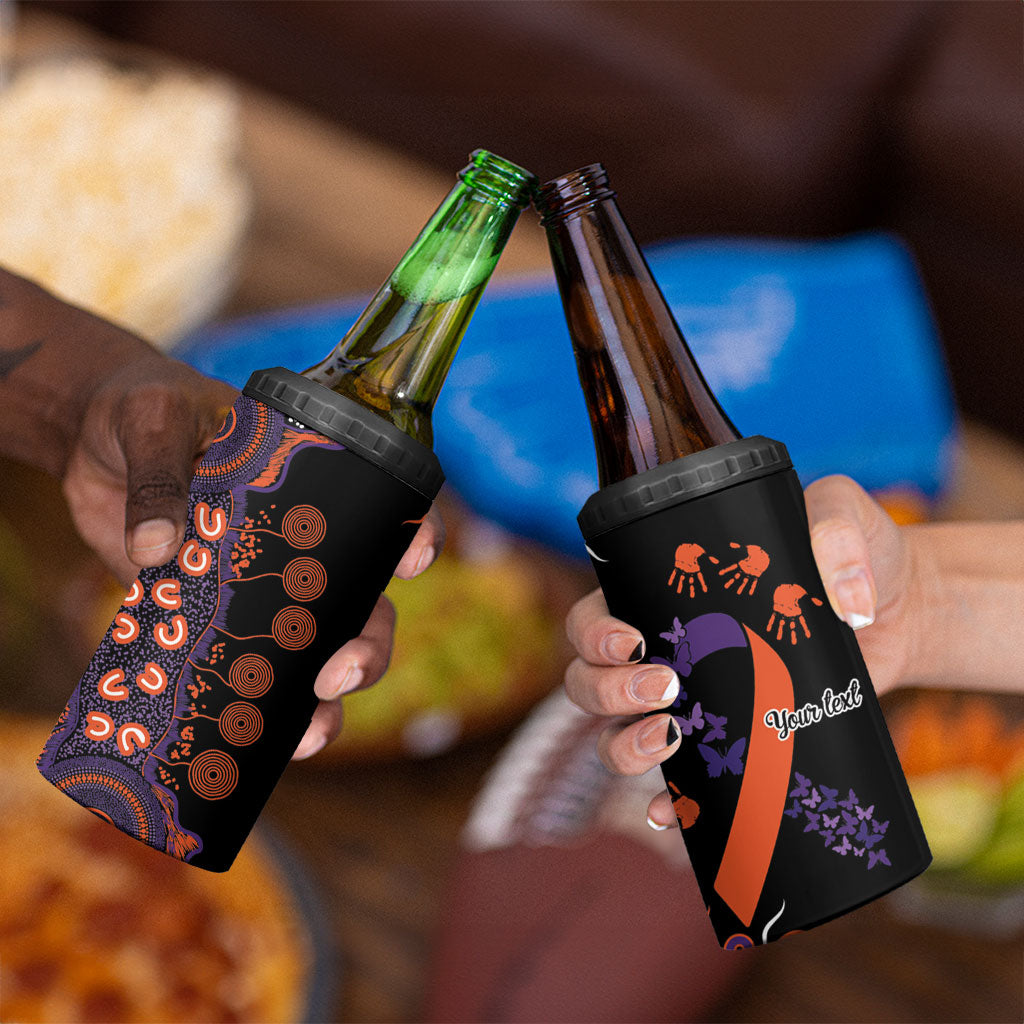 Australia Psoriasis Support Personalised 4 in 1 Can Cooler Tumbler Aboriginal Ribbon Dot Painting