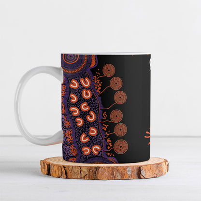 Australia Psoriasis Support Personalised Ceramic Mug Aboriginal Ribbon Dot Painting