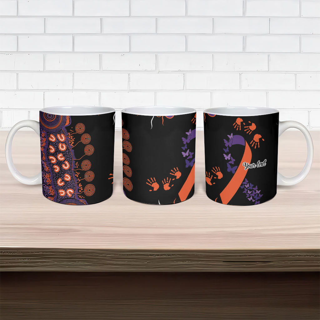 Australia Psoriasis Support Personalised Ceramic Mug Aboriginal Ribbon Dot Painting