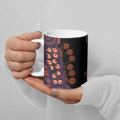 Australia Psoriasis Support Personalised Ceramic Mug Aboriginal Ribbon Dot Painting