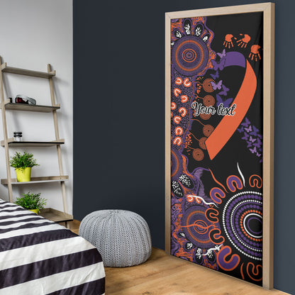 Australia Psoriasis Support Personalised Door Cover Aboriginal Ribbon Dot Painting