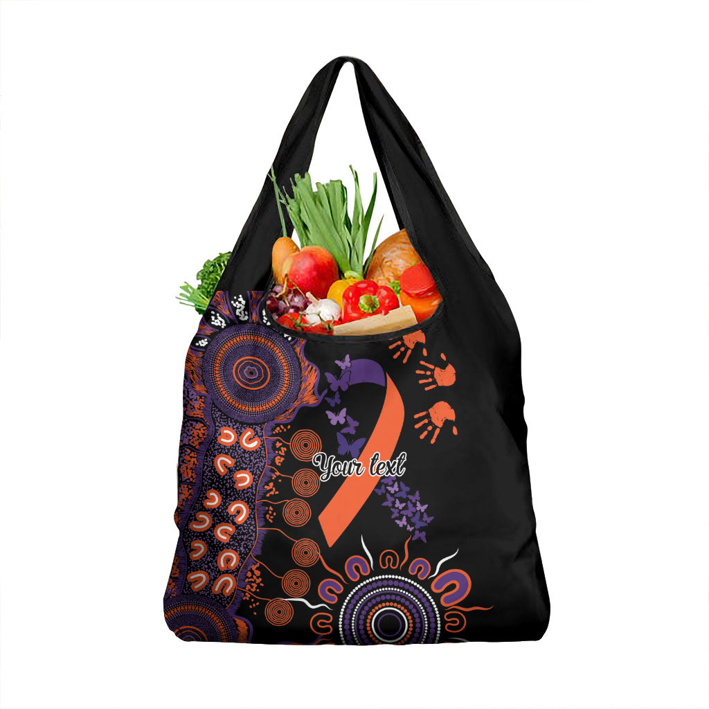 Australia Psoriasis Support Personalised Grocery Bag Aboriginal Ribbon Dot Painting