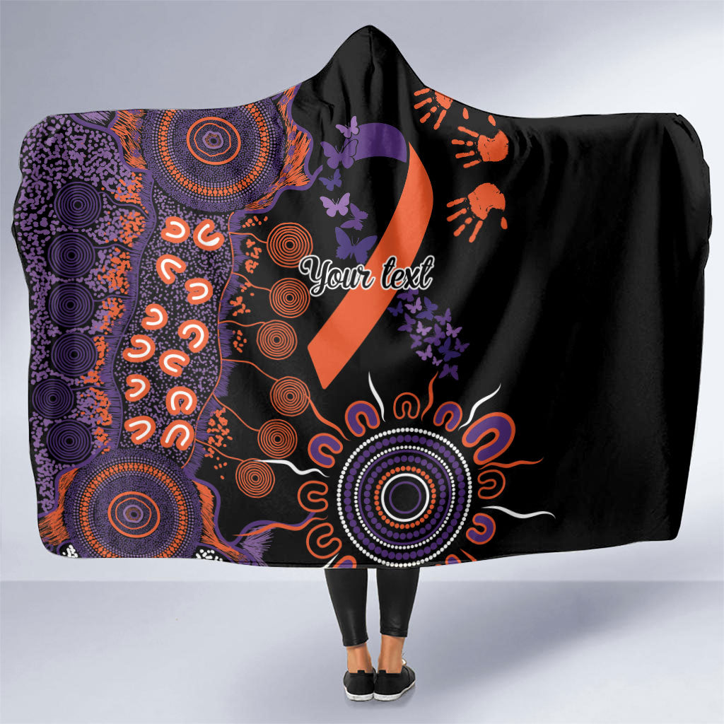 Australia Psoriasis Support Personalised Hooded Blanket Aboriginal Ribbon Dot Painting
