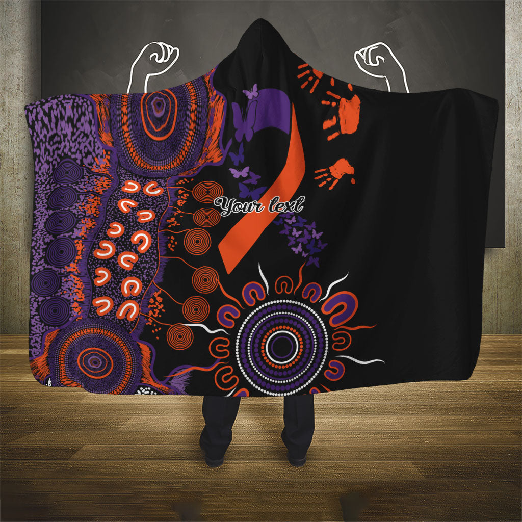 Australia Psoriasis Support Personalised Hooded Blanket Aboriginal Ribbon Dot Painting