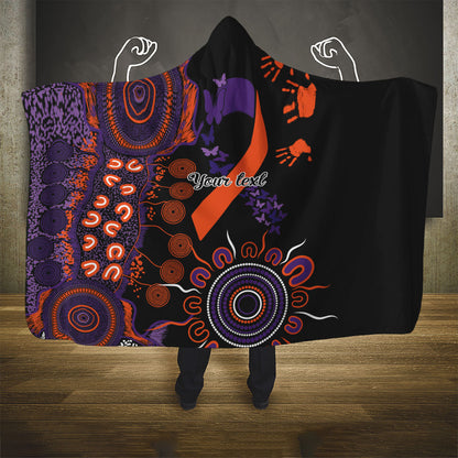 Australia Psoriasis Support Personalised Hooded Blanket Aboriginal Ribbon Dot Painting