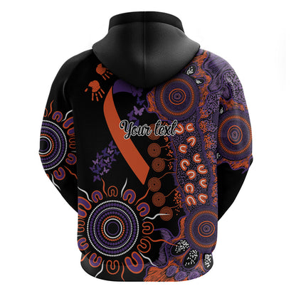 Australia Psoriasis Support Personalised Hoodie Aboriginal Ribbon Dot Painting
