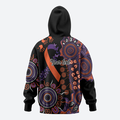 Australia Psoriasis Support Personalised Hoodie Aboriginal Ribbon Dot Painting